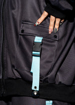 Error Code Cyberpunk Tech Oversized Black Blue Jacket