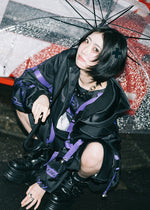 Error Code Cyberpunk Tech Oversized Black Purple Jacket