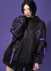 Error Code Cyberpunk Tech Oversized Black Purple Jacket