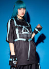 Error Code Cyberpunk Tech Oversized Black Blue Tee