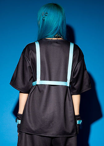 Error Code Cyberpunk Tech Oversized Black Blue Tee