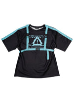 Error Code Cyberpunk Tech Oversized Black Blue Tee