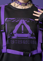 Error Code Cyberpunk Tech Oversized Black Purple Tee