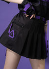 Error Code Cyberpunk Tech Pleated Black Purple Skirt