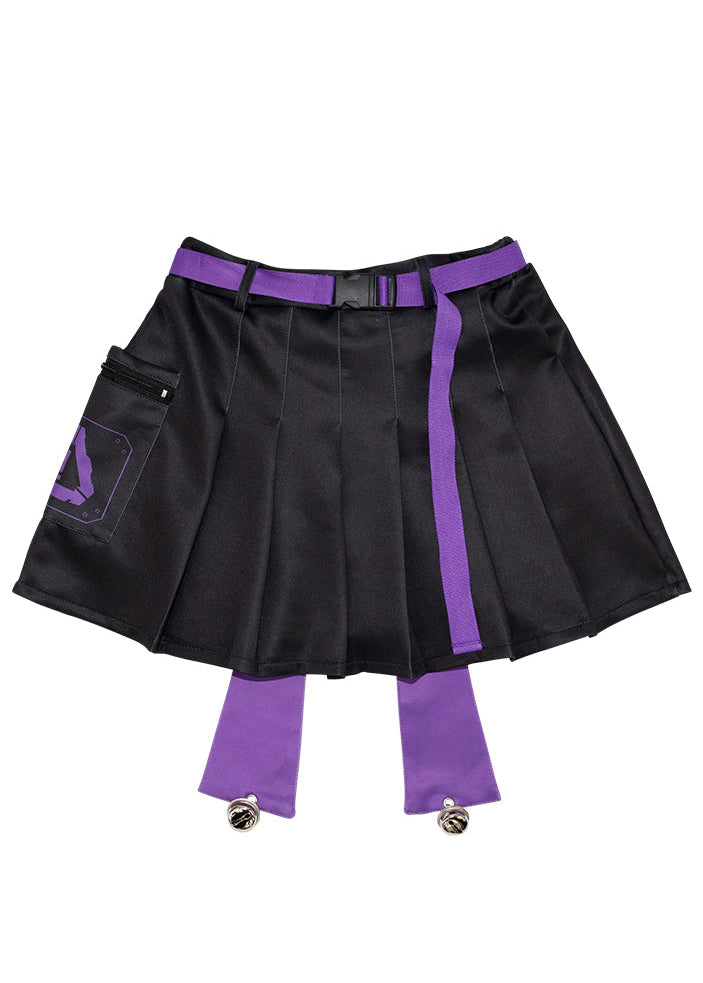 Error Code Cyberpunk Tech Pleated Black Purple Skirt