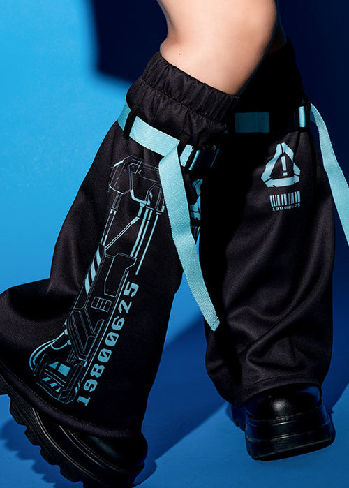 Error Code Cyberpunk Tech Black Blue Leg Warmer