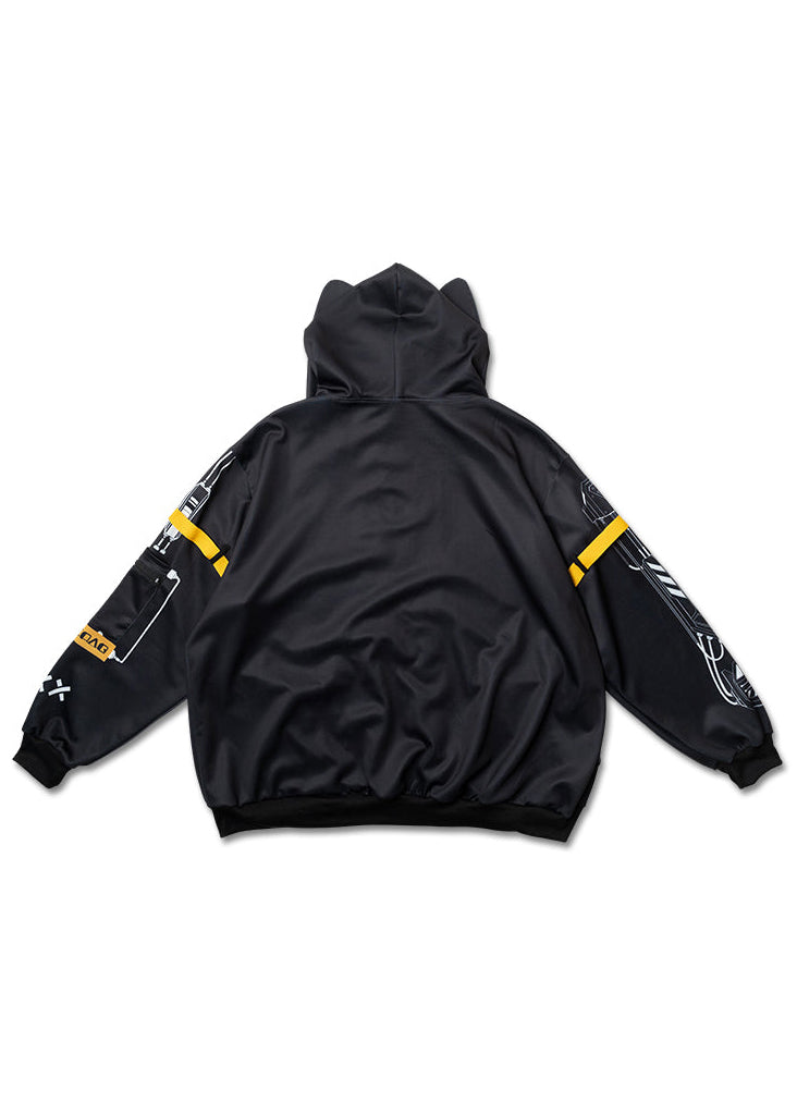 Error Code Cyberpunk Tech Oversized Black Yellow Jacket