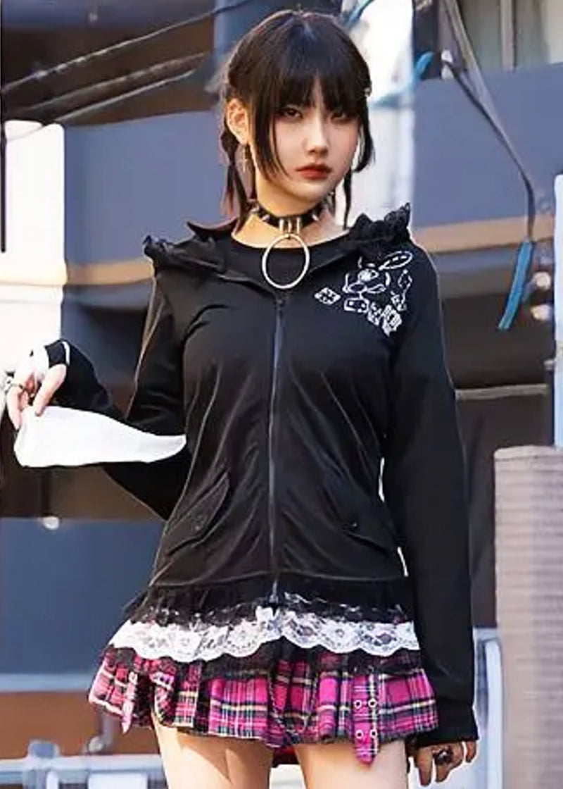 Alice Gothic Rabbit Ears Zip Up Hoodie