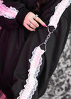 Love Punk Lace & Ribbon Black Pink Oversized Zip Up Hoodie