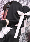 Love Punk Lace & Ribbon Black Pink Oversized Zip Up Hoodie