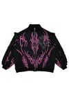 Nightmare Studded Bunny Ruffle Black Oversized Jacket