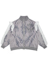 Nightmare Studded Bunny Ruffle Grey Oversized Jacket