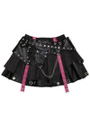 Nightmare Black Leather Pleated Skirt