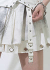 Nightmare White Leather Pleated Skirt