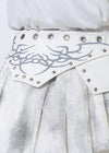 Nightmare White Leather Pleated Skirt