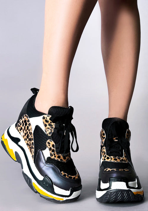 BLUEBERRY 09 Concrete Jungle Leopard Black Platform Sneakers