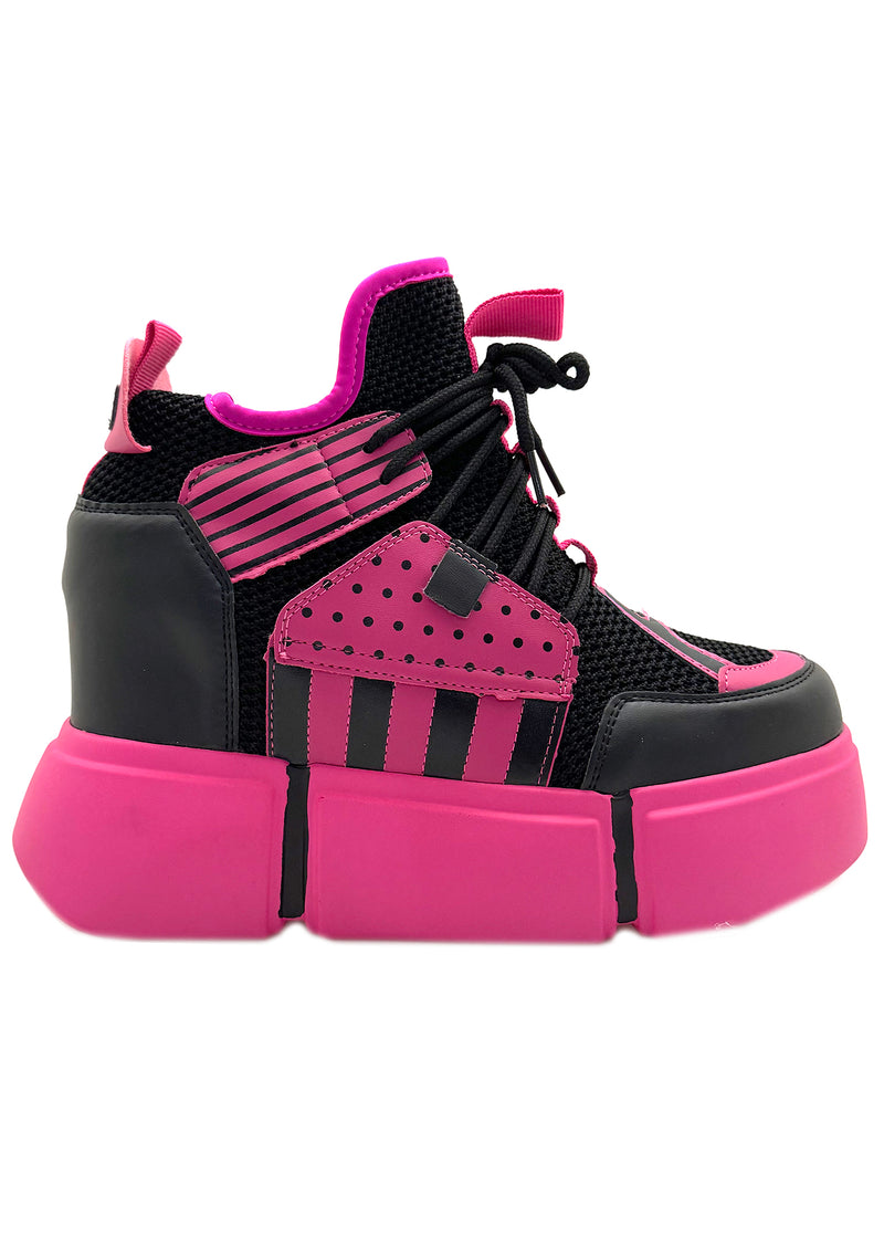 CRANBERRY 08 Pink Circuit Pink Platform Sneakers