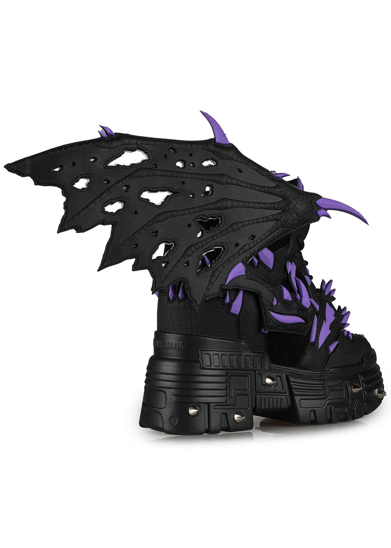 PURPLE LEMON Dragon Wing Black Platform Sneakers