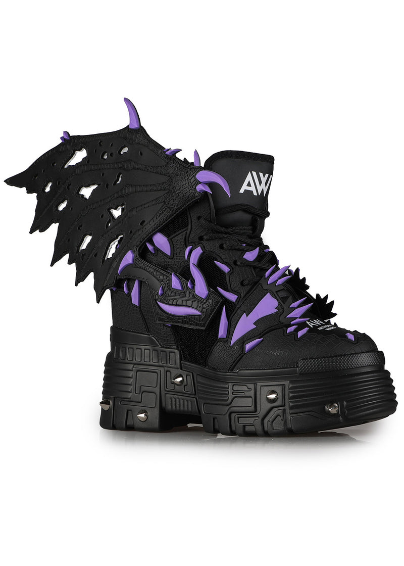 PURPLE LEMON Dragon Wing Black Platform Sneakers