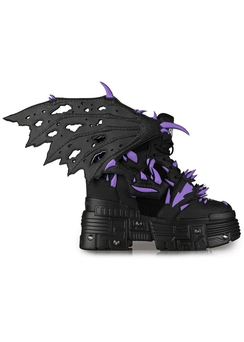 PURPLE LEMON Dragon Wing Black Platform Sneakers