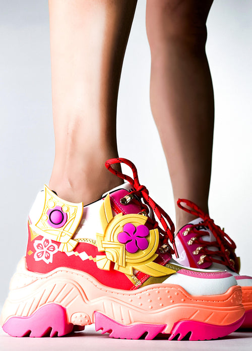 Genshin Impact Yae Miko Anime Pink Platform Sneakers