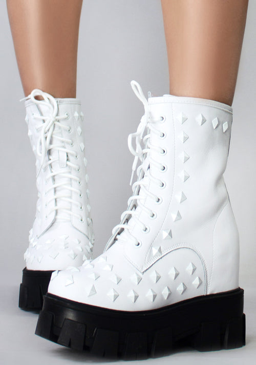 X WTF Master Kush Angels Mercy White Platform Boots