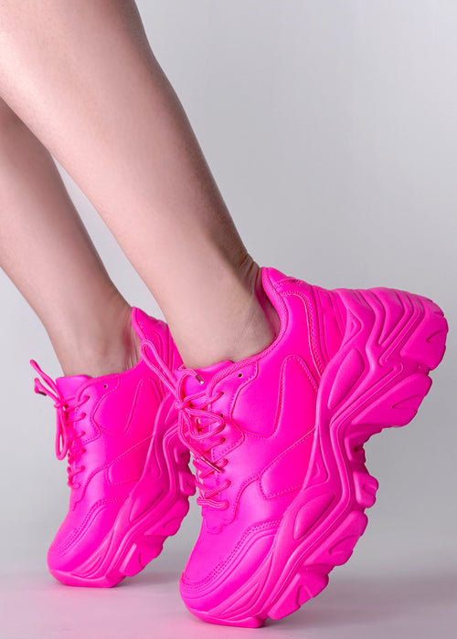 BLAIR Electric Crush Neon Pink Platform Sneakers