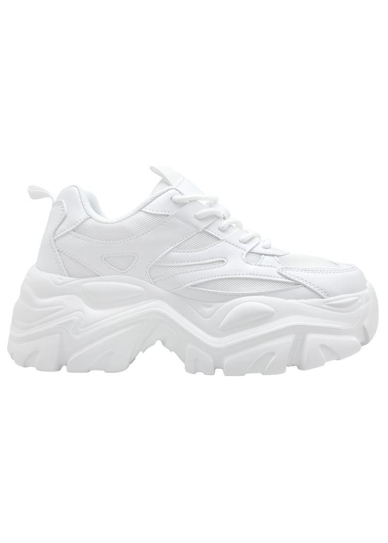 BLAIR 06 White Beam White Platform Sneakers