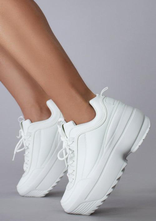 LILY 5005 Dream Cypher White Platform Sneakers