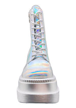 X LASR Exclusive RADIO Chromatica Silver Platform Boots