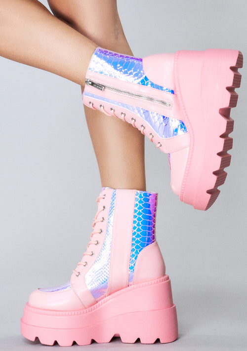 X LASR Exclusive RADIO Pink Poison Pink Platform Boots