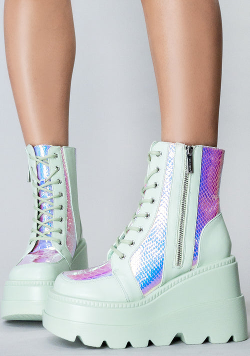 X LASR Exclusive RADIO Prismatic Sage Platform Boots