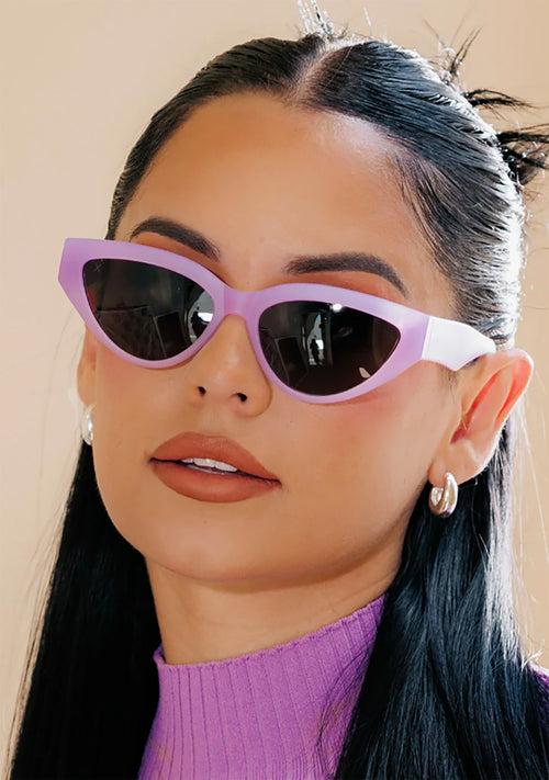 X Les Do Makeup Last Call Polarized Sunglasses in Lavender Fog/Crystal Grey