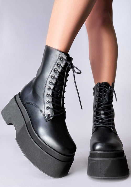 VIGO 01 Military Brat Black Platform Boots