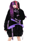PSYNXX Cyberpunk Devil Ears Faux Fur Black Purple Oversized Jacket