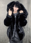 PSYNXX Bunny Ear Faux Fur Black Oversized Jacket