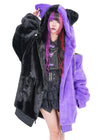 PSYNXX Half & Half Cat Ear Faux Fur Oversized Jacket