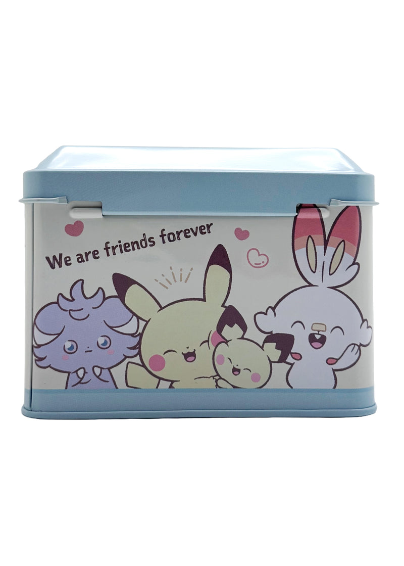 Pokemon Characters Kagitsuki Blue Metal Piggy Bank with Lock & Key