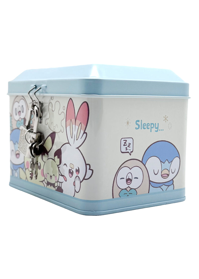 Pokemon Characters Kagitsuki Blue Metal Piggy Bank with Lock & Key
