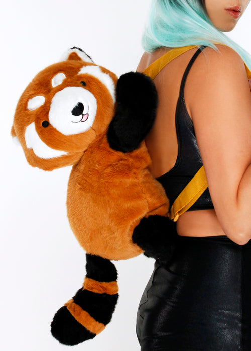 Red Panda Furry Plush Backpack