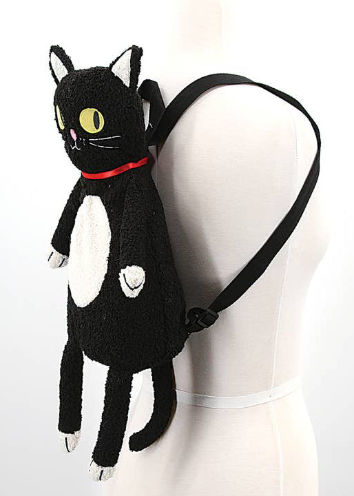 Furry Black Cat Plush Backpack