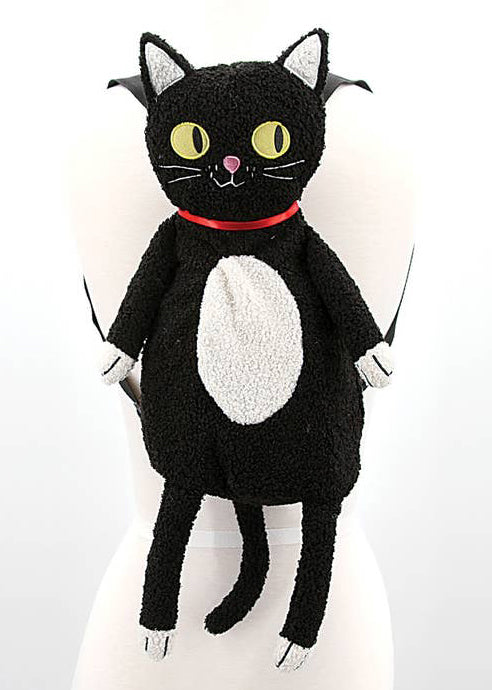 Furry Black Cat Plush Backpack