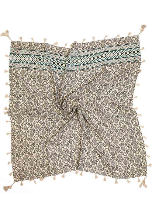 7 LUXE Bohemian Tassel Scarf in Beige