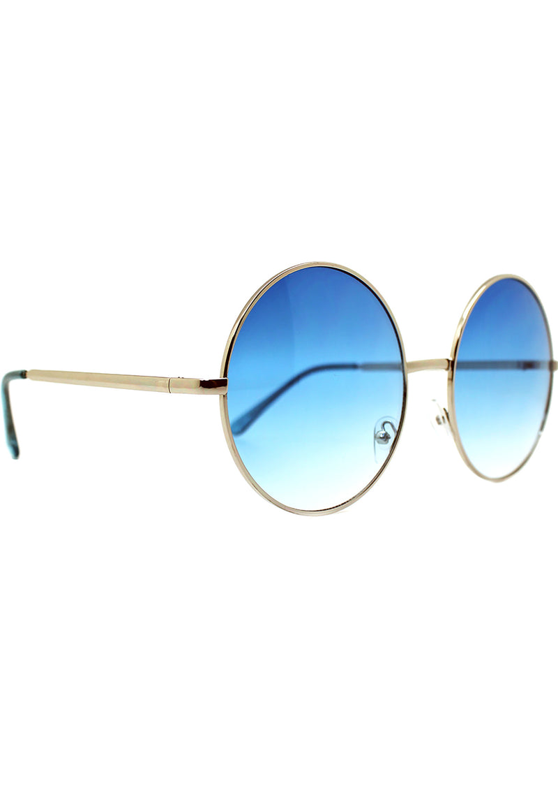 7 LUXE Sunrise Fade Round Sunglasses Silver/Blue