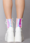 x LASR Exclusive RADIO Liquid Love White Platform Boots
