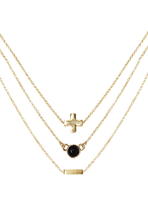 Strength Onyx Delicate Chain Necklace Set