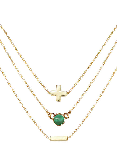 Wisdom Malachite Delicate Chain Necklace Set