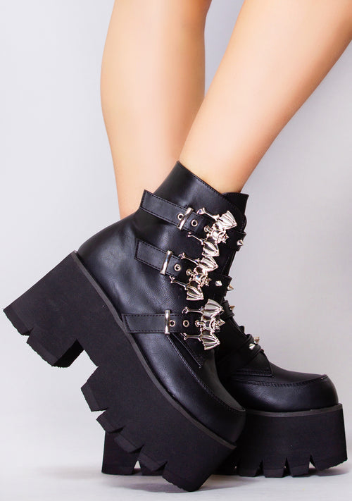 ASH 55 Bat Out of Hell Black Platform Boots