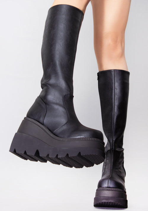 SHAKER 100 Total Blackout Black Platform Boots