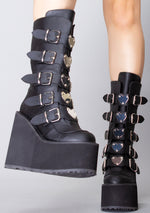 SWING 230 Black Heart Black Platform Boots